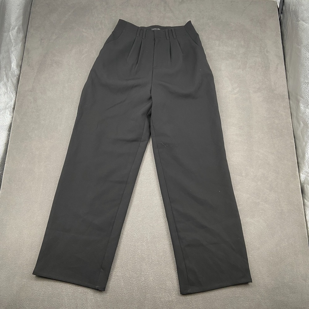 Venus Pants Womens 12 Black Stretch Pleated Wide Leg High Rise Dressy Wear